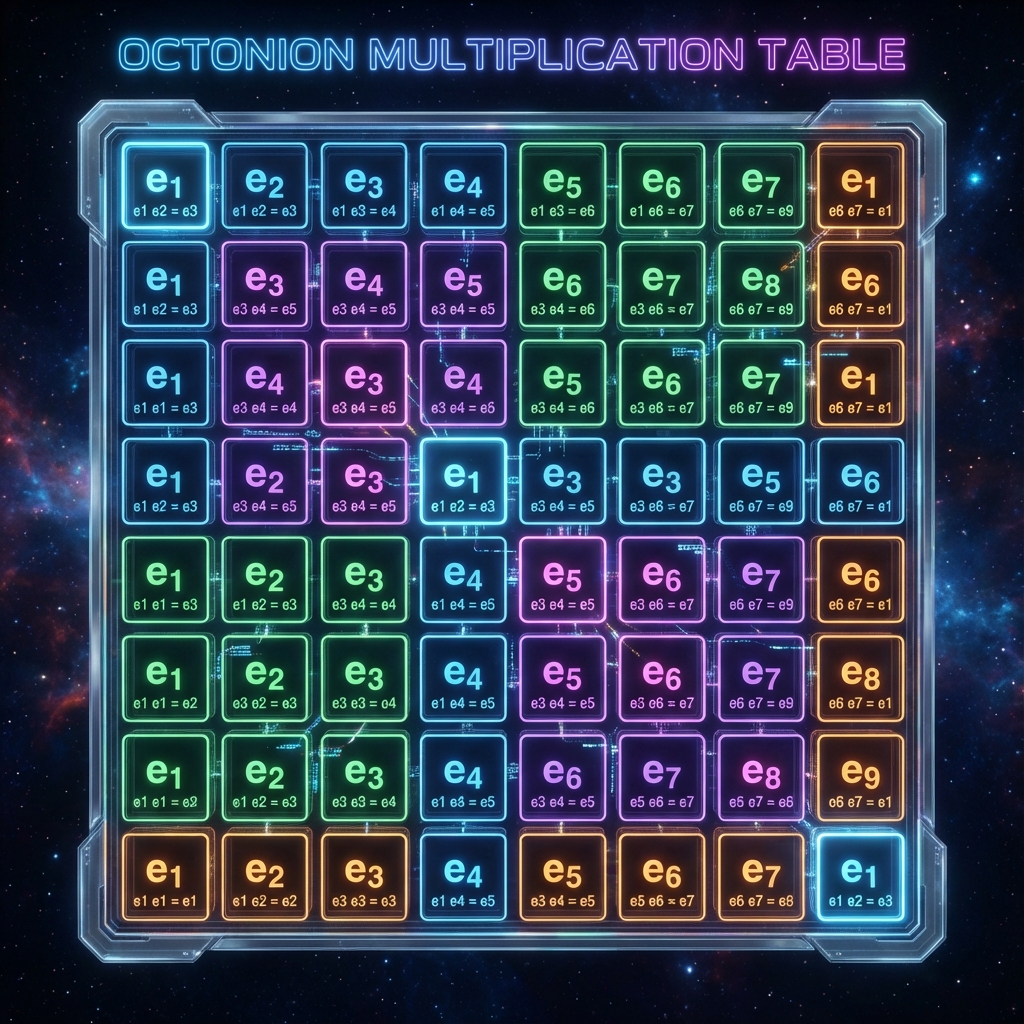 Octonion Multiplication Grid